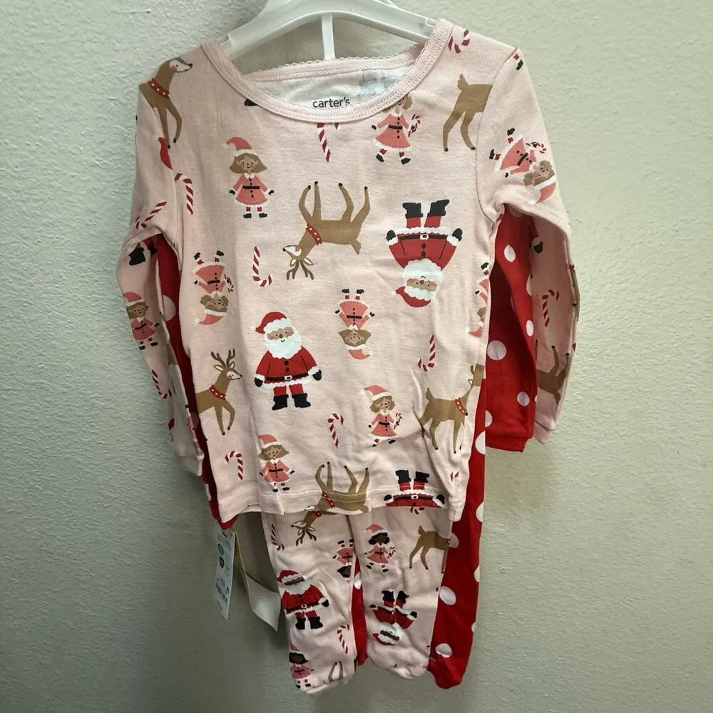 Carter's Just One You Baby Christmas Pajamas 2 Piece Set 18 Months NWT Santa Red